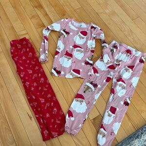 Girls Christmas pyjamas and red pants both 5T Santa holiday